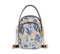 Blu Iris Sfondo Bianco Moderno Scandinavo Trendy Viaggio Crossbody Bag con Multi Tasche Borsa per le Mamme