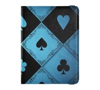Blu Lace Poker Grid Porta Passaporto in Pelle per Viaggio Vaccino Card Holder Cover Combo Viaggio Passaporto Portafoglio per le donne Ultra Sottile