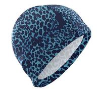 Blu Leopard Print adulto nuoto per capelli corti calvi nuoto impermeabile per le donne Protezione dei capelli e riduzione della resistenza gorro para piscina mujer