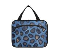 Blu Leopard Skin Texture Hanging Bag per le donne con gancio, Designer Custodia lavabile per articoli da toeletta per adulti Bagno estuche para guardar maquillaje L