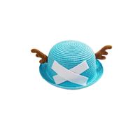 (Blu, M) Cappello di paglia da cosplay di Chopper di One Piece, carino e traspirante, per uomo e donna, da spiaggia