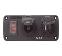 Blu Mare 4363 Acqua Resi Pannello 15A Interruttore 12V Presa 2.1A USB Caricatore