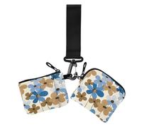 Blu Marrone Retro Fiori Donna Doppio Portafogli Busniess Custodie per Carte Sottile Portatile Della Chiusura Lampo Borsa Portafoglio con Tasca Con Cerniera per il Lavoro 2 Pz estuches para tarjetas de