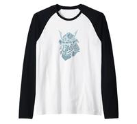 Blu Mecha Samurai Casco Tech Maglia con Maniche Raglan