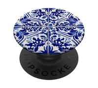 Blu Mediterraneo Maiolica Bianca Floreale E Stella Azulejo PopSockets PopGrip Adesivo