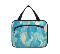 Blu Modello Astratto Hanging Bag per le Donne con Gancio Designer Unisex Kit da Barba Borsa per Gli Uomini Crociera Viaggi Vacanza kit de viaje para Mujer, Motivo astratto blu, M, casual