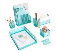 BLU MONACO Aqua - Set di 6 organizer da scrivania carino - Organizer da scrivania e accessori per le donne - Simpatici accessori da scrivania per ufficio - Organizzazione della scrivania