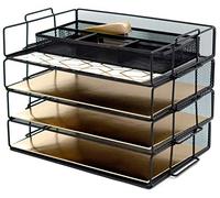 Blu Monaco Desk Organizers - 4-Tier Stackable Paper Tray - Black Metal Mesh Letter Tray File Holder Organizer