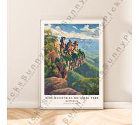 Blu Mountains Australia Stampa Tre Sisters Viaggi Poster Decoro senza Cornice