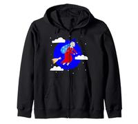 Blu Natale Strega befana broomrider spookmas Epifania Felpa con Cappuccio
