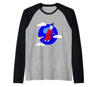 Blu Natale Strega befana broomrider spookmas Epifania Maglia con Maniche Raglan