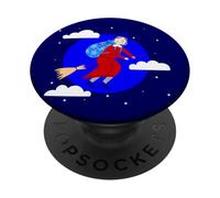 blu natale strega befana broomrider spookmas Epifania PopSockets PopGrip Adesivo