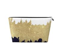 Blu navy bianco finto oro, Borsa da toilette Borsa per trucco Borsa per cosmetici Borsa da toilette da viaggio portatile