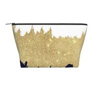 Blu navy bianco finto oro, Borsa da toilette Borsa per trucco Borsa per cosmetici Borsa da toilette da viaggio portatile
