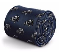 Blu Navy Cravatta da Uomo con Ricamato Classico Auto Design By Frederick Thomas