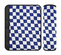 Blu navy e bianco a scacchi scozzesi confezione da 2 cinghie pad più comfort di guida per la maggior parte delle auto Protector para cinturón de carro