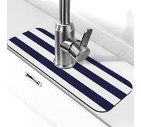 Blu navy e bianco Stripe Rubinetto Tap Tappezzeria Lavello Della Cucina Assorbente Spruzzi Ad Asciugatura Rapida Tappetino di Scarico Intorno Rubinetto Per Lavello Della Cucina Tappetino