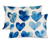 Blu Navy Federe Cuscini Letto 50x70 Amore Copricuscino Letto Lino Copriguanciale con Cerniera Copri Cuscino Cervicale per Dormire Copricuscini Federe Lavabili Lavatrice Decorazioni Natalizie G - 207