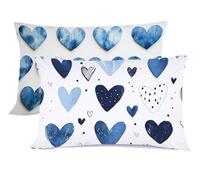 Blu Navy Federe Cuscini Letto 50x80 Amore Copricuscino Letto Lino Copriguanciale con Cerniera Copri Cuscino Cervicale per Dormire Copricuscini Federe Lavabili Lavatrice Decorazioni Natalizie G - 208