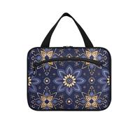 Blu Navy Fiore Appeso Grande Borsa Trucco con Gancio, Designer Unisex Rasatura Kit Borsa per gli Uomini per le Donne Vacanza bolso de Mano para Hombre L