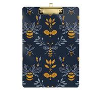 Blu Navy Giocoso Busy Bee Oro Plastica Appunti per Ragazze Impermeabile per Calcio Softball Coaching Dimensioni 9 x 12.5 Tabla para escribir