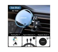 (Blu navy) Supporto magnetico per telefono da auto Qi da 15 W, caricabatterie wireless per iPhone 14,