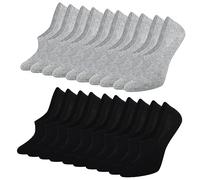 Blu Ninfee Calzini sportivi per uomo e donna, 10 paia, calzini unisex con silicone antiscivolo, calzini sportivi invisibili, calzini corti, calzini non show, nero e grigio, 35-38