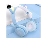 (Blu) Nuovo auricolare wireless Bluetooth 5.0 alla moda e carino con luce LED Y08M, auricolari luminosi