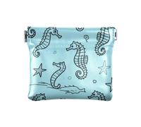 Blu Oceano Cavalluccio Marino di Modo delle Donne Piccolo Cuoio Della Borsa Della Moneta Decorativo Mini Borse Della Borsa Della Moneta per Le Donne monedero Chico