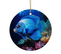 Blu Oceano Pesce Subacqueo Stampa Ceramica Pendente Rotondo Per Gli Ornamenti Da Viaggio Per La Decorazione