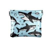 Blu Oceano Squalo Pesce Carino di Modo Delle Donne di Cuoio Della Moneta Della Borsa Impermeabile Mini Cambiamento Portafoglio Tasca Moneta per Gli Uomini Donne Viaggio moned