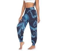 Blu Octopus Ocean Harem Pantaloni Donna Estate Vacanza Boho Yoga Pantaloni Comodi Palestra Pantaloni Della Tuta Pantaloni, Octopus Blu Oceano, L