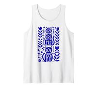 Blu Oltremare Folk Art Cats Scandinavian Boho Canotta