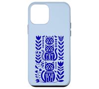 Blu Oltremare Folk Art Cats Scandinavian Boho Custodia per iPhone 12 mini