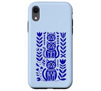Blu Oltremare Folk Art Cats Scandinavian Boho Custodia per iPhone XR