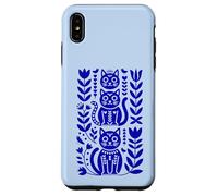 Blu Oltremare Folk Art Cats Scandinavian Boho Custodia per iPhone XS Max