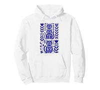 Blu Oltremare Folk Art Cats Scandinavian Boho Felpa con Cappuccio