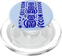 Blu Oltremare Folk Art Cats Scandinavian Boho PopSockets PopGrip per MagSafe