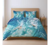 Blu Onde D'Acqua Nuoto Energetico Sport Parure CopriPiumino Microfibra Biancheria Da Letto Con Federa Adatto Ai Giovani 135 x 200cm Set Di Due Pezzi