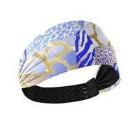 Blu Oro Irregolare Marmo Leopard Print No Slip Confortevole Fasce per le Donne Capelli Elastici per Pallavolo Yoga Corsa Basket
