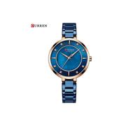 (blu)Orologio da donna di lusso con strass e cristalli, al quarzo, regalo romantico, impermeabile
