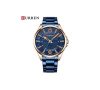 (blu)Orologio da polso da uomo Curren, marchio di lusso, semplice, al quarzo, con cinturino in acciaio