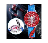 (Blu) Orologio infradito impermeabile al quarzo per bambini Spider-Man