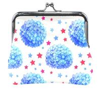 Blu Ortensia Fiori Stelle Personalizzato In Pelle Portamonete per Le Donne Carino Fibbia Bacio Blocco Soldi Sacchetto Del Cambiamento
