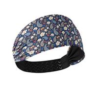 Blu Paisley Fiori Umidità Wicking sudore traspirante fascia donna testa elastica per pallavolo make up Allenamenti banda para la cabeza
