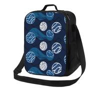 blu Pallavolo Lunch Bag per donne uomini isolato Lunch Box riutilizzabile a prova di perdite Lunch Tote Bags Cooler contenitori per alimenti a spalla borsa per pasti per lavoro viaggi all'aperto