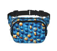 Blu Pallavolo Stampa Quadrato Marsupio Doppio Strato Fanny BagTrendy Viaggio Marsupio per Uomini e Donne, nero, Taglia unica