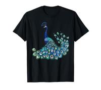 Blu Pavone Stampa Piume Teal Amante Uccelli Uomini Donne Bambini Maglietta