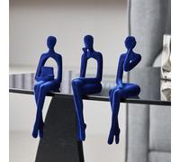 Blu Pensatore Statue Decorazioni per la casa per soggiorno, 3 pz Mensola Accenti