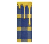 Blu Plaid Giallo sottile yoga mat per la casa stampato, antiscivolo, caldo asciugamano yoga antiscivolo con borsa per il trasporto tapete para ejercicio 180,3x66 cm